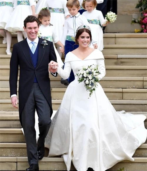 Vợ chồng Eugenie trong đám cưới tháng 10/2018. Ảnh: AFP.