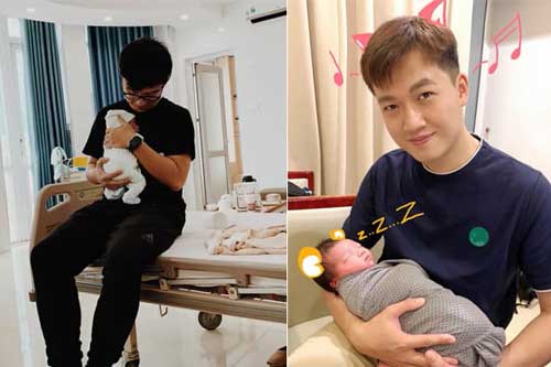 Cùng lên chức bố trong tháng 11, MC Trần Ngọc - Dương Sơn Lâm đăng ảnh ôm ấp cục cưng khiến dân tình 'lụi tim'