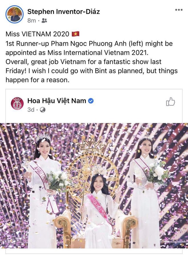 HOT: Á hậu 1 Phương Anh vừa đăng quang đã dẫn đầu BXH của fan sắc đẹp quốc tế, Giám đốc truyền thông Miss International khen tới tấp! - Ảnh 3.