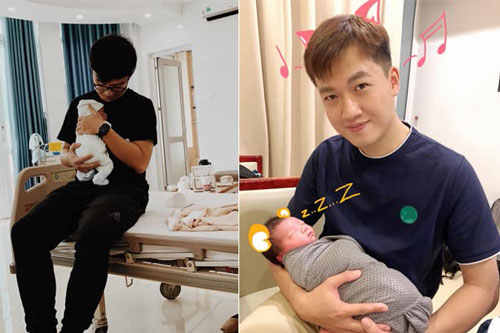 Cùng lên chức bố trong tháng 11, MC Trần Ngọc và Dương Sơn Lâm đăng ảnh ôm ấp con cục cưng khiến dân tình 'lụi tim'