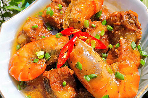 Cách làm món sườn non kho tôm càng