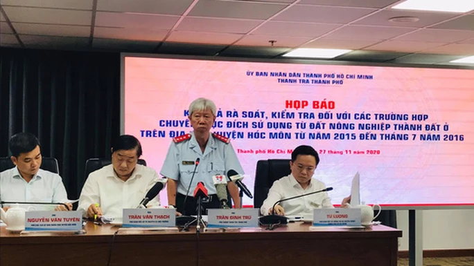 Ông Trần Đình Trữ - Phó chánh Thanh tra TP.HCM thông tin các trường hợp chuyển mục đích sử dụng đất ở Hóc Môn.