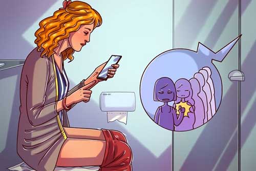 Vì sao không nên sử dụng điện thoại trong nhà vệ sinh?