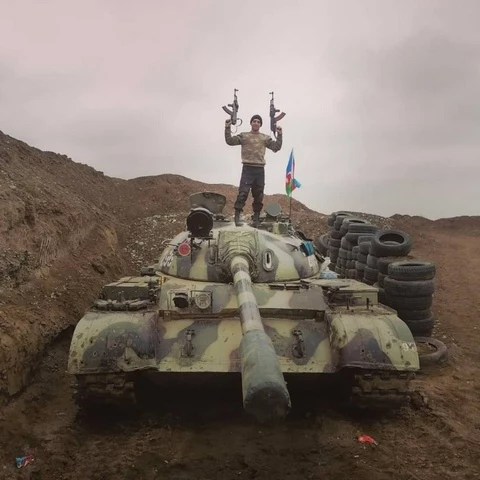 Xe tăng T-55 của Quân đội Azerbaijan trong cuộc chiến tranh Karabakh. Ảnh: TASS.
