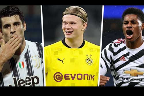 Vua ph&#xE1; l&#x1B0;&#x1EDB;i Champions League 2020/21: Rashford v&#xE0; Morata b&#x1EAF;t k&#x1ECB;p Haaland
