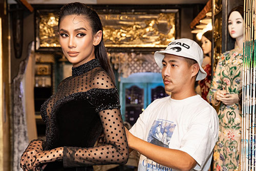 Võ Hoàng Yến thử áo dài chuẩn bị diễn show Bảo Bảo