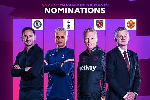 Solskjaer được đề cử HLV xuất sắc nhất Ngoại hạng Anh tháng 11