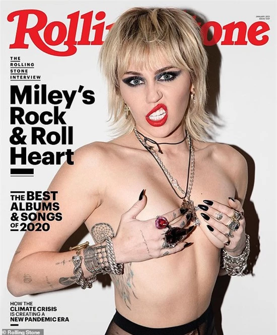 Miley Cyrus khỏa thân trên bìa tạp chí Rolling Stone.