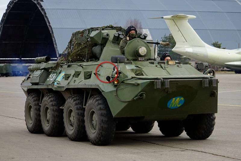 Một ví dụ về BTR-82AM với phần cửa được hàn khi triển khai ở Karabakh. Ảnh: TASS.