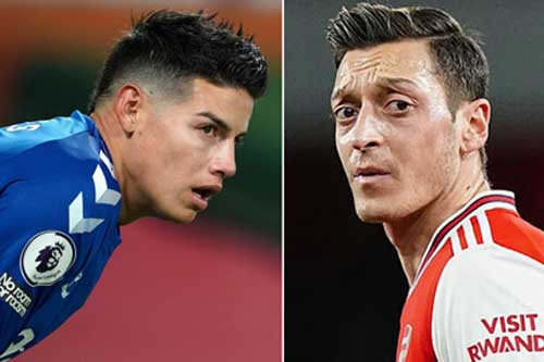 James Rodriguez bị coi là 'Mesut Oezil của Everton'