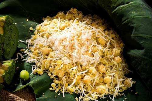 Cách làm món xôi cốm đậu xanh dẻo thơm đậm đà hương vị mùa Thu Hà Nội