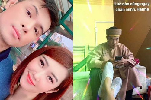 Thúy Ngân hào hứng khoe ảnh tình tứ bên Trương Thế Vinh: 'Lúc nào cũng ngay chân mình'