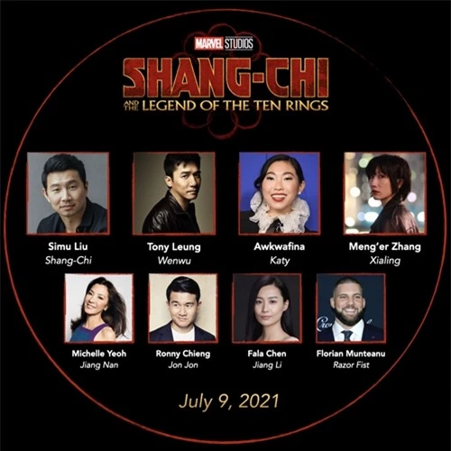 Hình ảnh của Lương Triều Vỹ, Tony Leung, Dương Tử Quỳnh (Michelle Yeoh) và Trần Pháp Lai (Fala Chen) trong dàn diễn viên của Shang-Chi and the Legend of the Ten Rings.