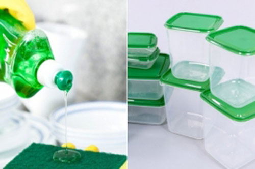 Chỉ dùng nước rửa chén không thể làm sạch hộp nhựa, phải thêm 1 thứ mới hết dầu mỡ, khử mùi thức ăn
