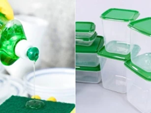 Chỉ dùng nước rửa chén không thể làm sạch hộp nhựa, phải thêm 1 thứ mới hết dầu mỡ, khử mùi thức ăn