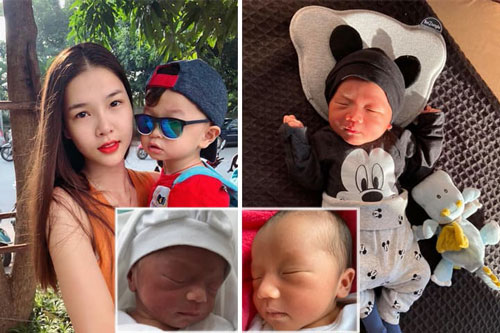 Kỳ Hân đăng ảnh so sánh 2 quý tử lúc mới sinh, con trai thứ hai được khen giống bố nên đẹp hơn anh