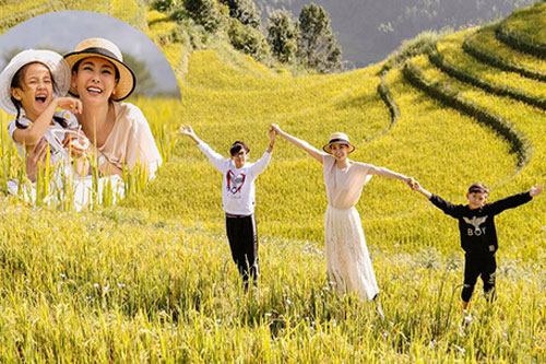 Hà Kiều Anh cùng 3 con khám phá Mù Cang Chải