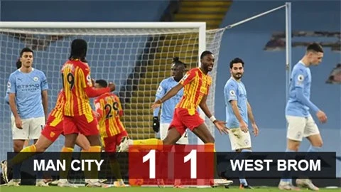 Man City gây thất vọng khi để West Brom cầm hòa 1-1