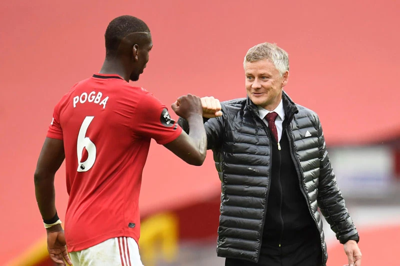 Pogba và Solskjaer.