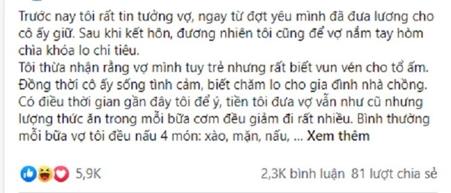 Vợ chi tiêu tháng nào cũng thâm hụt 3 triệu khiến chồng nghi mình &quot;nuôi ong tay áo&quot;, ngờ đâu khi sợ thật được bóc trần, anh lại muối mặt hổ thẹn - Ảnh 1.