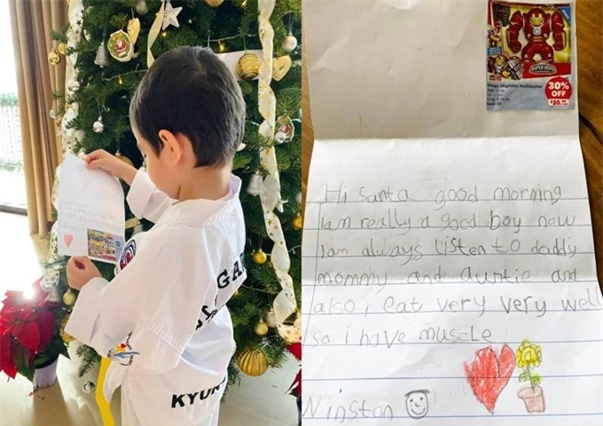 Con trai Thu Minh gửi thư cho ông già Noel.