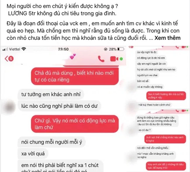 Màn đối đáp đầy phẫn nộ của người chồng làm lương tháng 5 triệu, vợ động viên thì quay sang gắt gỏng, lấy cả người nhặt ve chai ra làm “bình phong” - Ảnh 1.