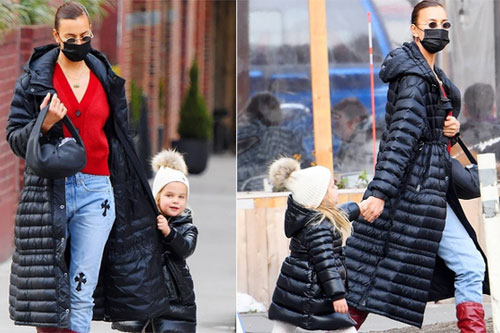 Irina Shayk và con gái ton sur ton dạo phố