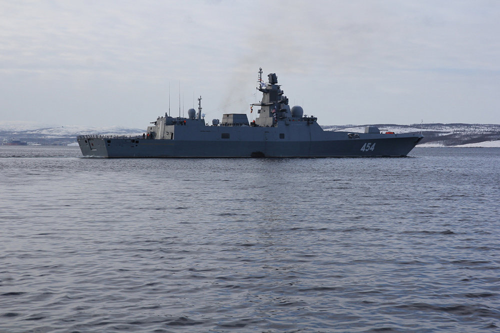 Khinh hạm Đô đốc Gorshkov đã thực hiện 3 lần phóng thử Zircon. Ảnh: TASS.
