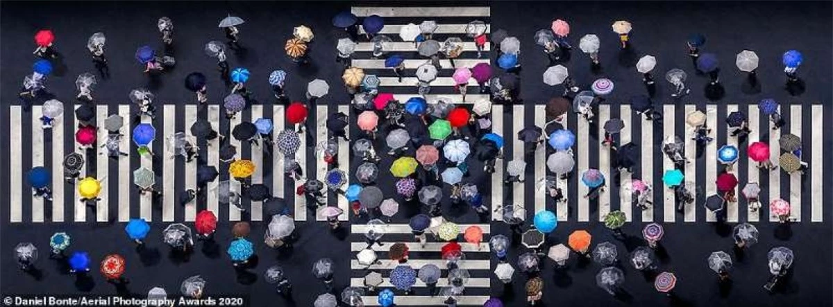 Bức ảnh những chiếc ô đủ màu sắc trên đường phố Tokyo của nhiếp ảnh gia người Đức Daniel Bonte./.
