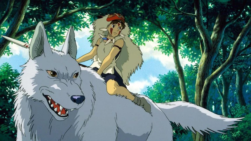 Sói thần và San, nhân vật chính trong bộ phim Princess Mononoke của Studio Ghibli, phát hành năm 1997. Ảnh: Alamy.