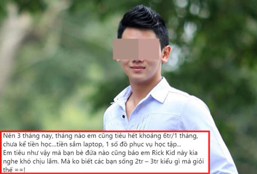Bị bạn bè gọi là 'rich kid' khi tiêu 6 triệu/tháng, nam sinh viên khó chịu phải lên mạng thắc mắc