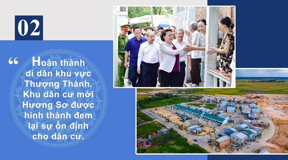 Hoàn thành di dân khu vực Thượng Thành. Khu dân cư mới Hương Sơ được hình thành đem lại sự ổn định cho dân cư.