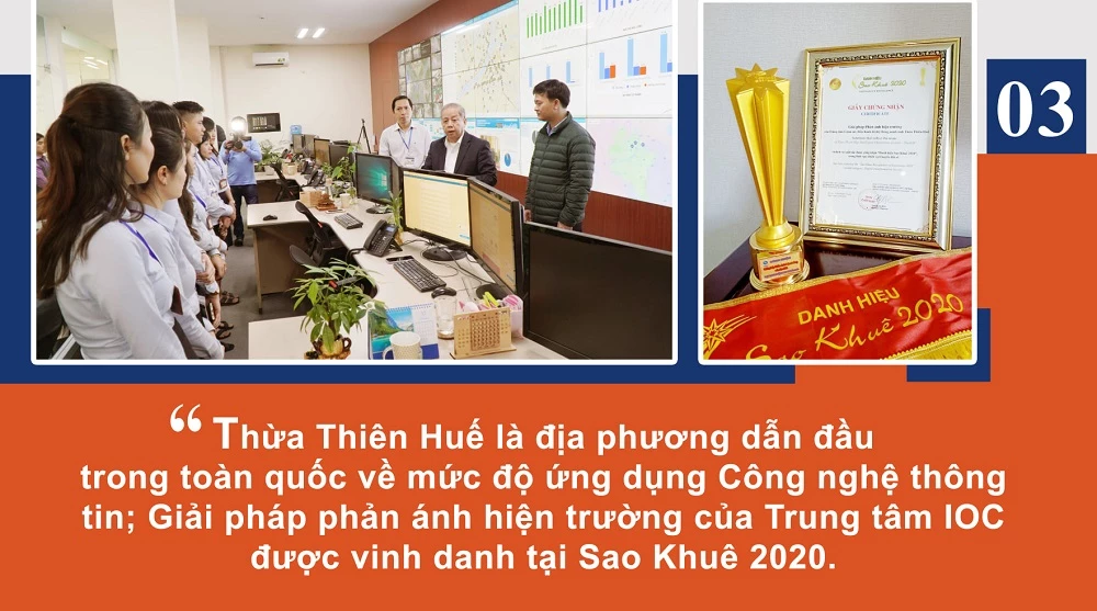 Thừa Thiên Huế là địa phương dẫn đầu trong toàn quốc về mức độ ứng dụng Công nghệ thông tin; Giải pháp phản ánh hiện trường của Trung tâm IOC được vinh danh tại Sao Khuê 2020.
