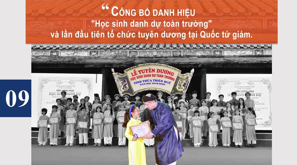 Công bố danh hiệu "Học sinh danh dự toàn trường" và lần đầu tiên tổ chức tuyên dương tại Quốc tử giám.