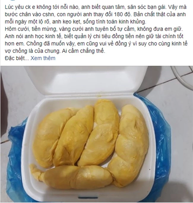 Thấy vợ mua sầu riêng, chồng liền đay nghiến: "Ăn bám còn tiêu hoang" không ngờ phản ứng của cô lại khiến anh tái mặt - Ảnh 1. Thấy vợ mua sầu riêng, chồng liền đay nghiến: "Ăn bám còn tiêu hoang" không ngờ phản ứng của cô lại khiến anh tái mặt - Ảnh 1.