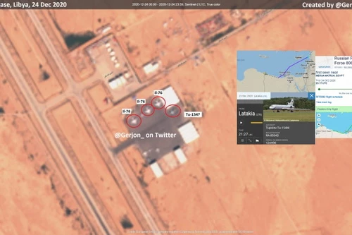 Các máy bay quân sự của nga bị phát hiện tại căn cứ không quân Al-Khadim của LNA. Ảnh: Avia-pro.