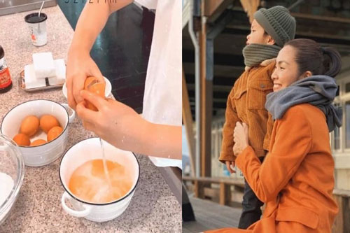 Dạy con khéo như Hà Tăng, quý tử đầu lòng mới 4 tuổi đã vào bếp làm bánh cực chuyên nghiệp