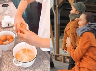 Dạy con khéo như Hà Tăng, quý tử đầu lòng mới 4 tuổi đã vào bếp làm bánh cực chuyên nghiệp