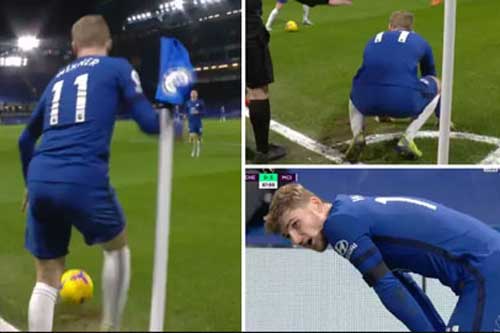 Werner chấn thương ngớ ngẩn vì... cột cờ góc