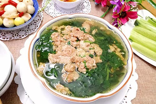 Cơm chiều thêm hấp dẫn với món canh cua rau mồng tơi