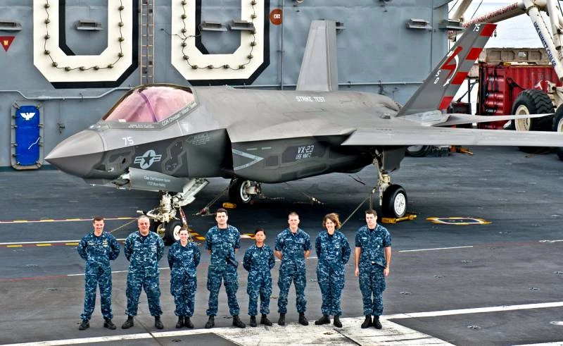 Tiêm kích hạm F-35C trên tàu sân bay Mỹ. 