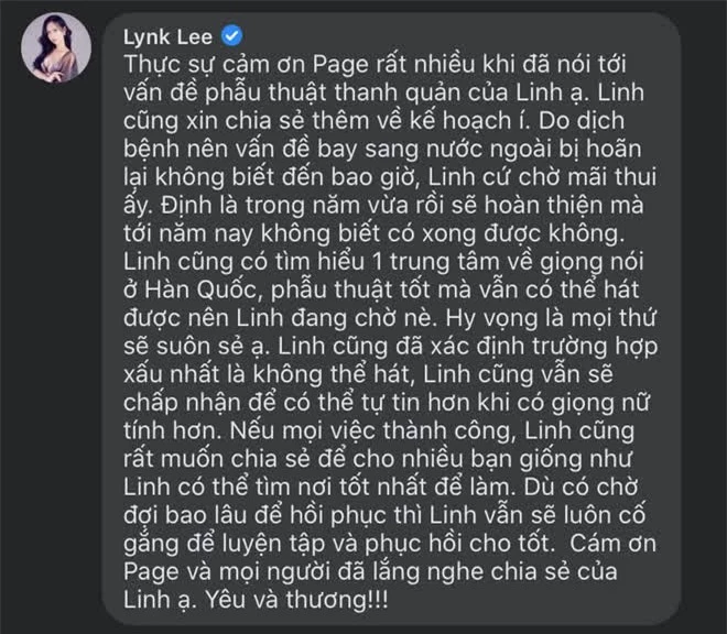 Lynk Lee lên tiếng về việc phẫu thuật thanh quản, gây xót xa khi chấp nhận biến chứng nguy hiểm nhất - Ảnh 2.