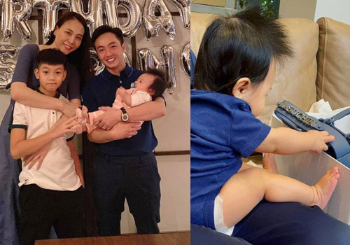 Đàm Thu Trang tặng cho con gái cưng hơn 4 tháng tuổi túi hàng hiệu và được khắc tên riêng