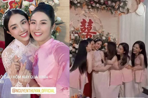 Dàn phù dâu hot nhất Vbiz diện đồ bà ba trong đám cưới Á hậu Thúy An tại Kiên Giang