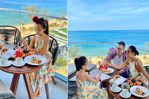 Gia đình Đoan Trang đi du lịch Phú Quốc, nhan sắc của con gái khiến dân tình 'lụi tim'