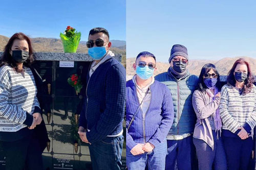 Tròn 1 tháng chồng mất, ca sĩ Phương Loan cùng gia đình đến thăm mộ cố nghệ sĩ Chí Tài