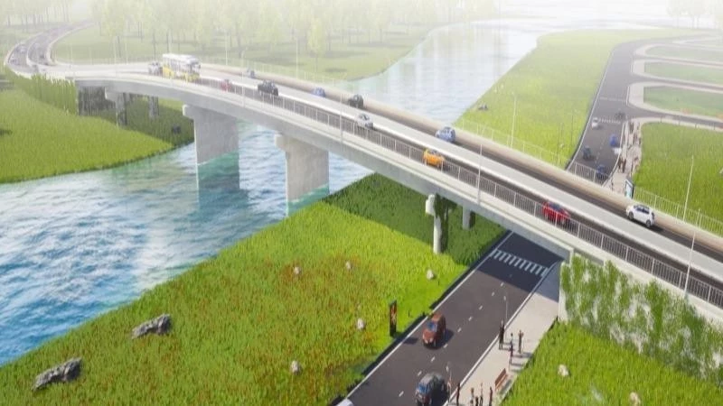 Phối cảnh công trình Cầu Đò mới qua sông Thị Tính.