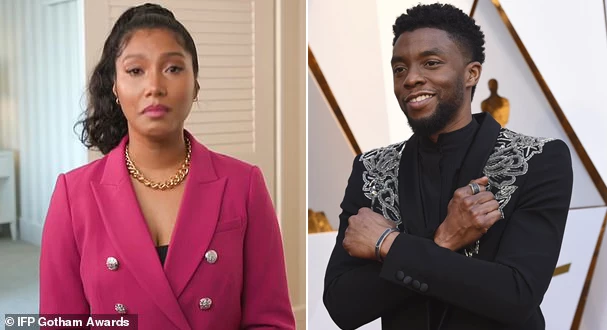 Vợ Chadwick Boseman nhận giải thưởng thay chồng hôm thứ hai. Vợ Chadwick Boseman nhận giải thưởng thay chồng hôm thứ hai.