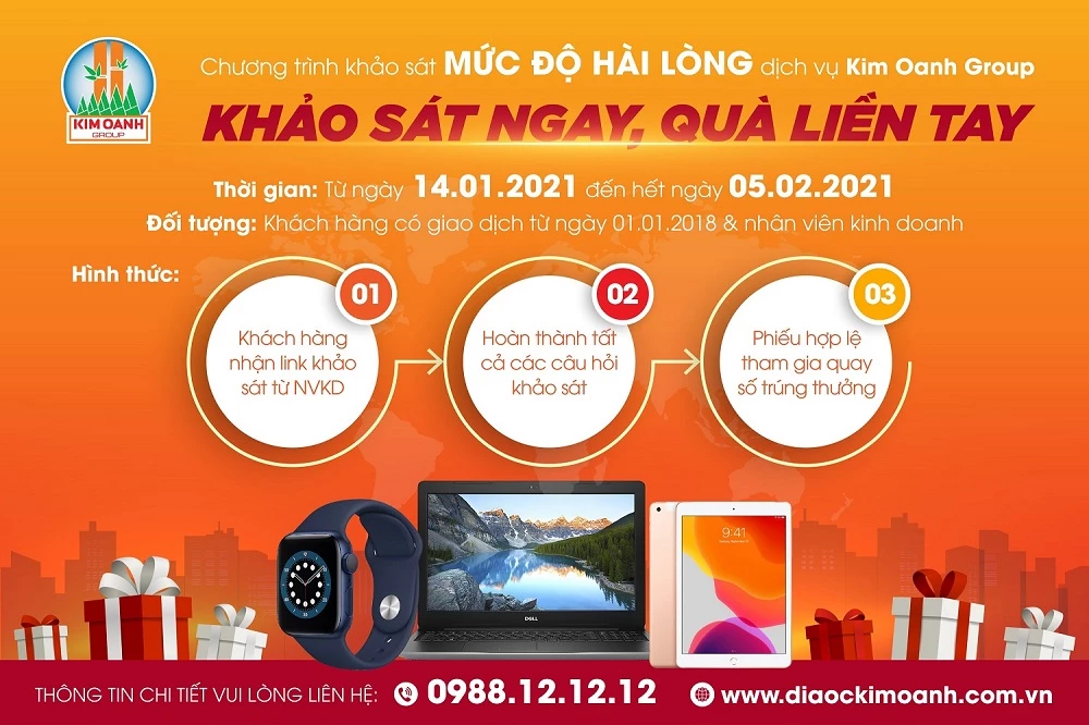 Chương trình “Khảo sát mức độ hài lòng” của khách hàng đối với dịch vụ, sản phẩm của Kim Oanh Group.