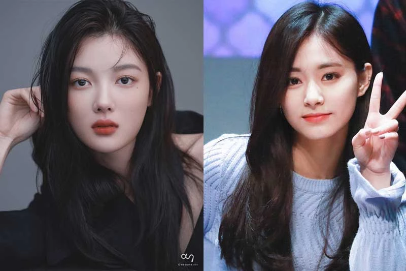 Kim Yoo-jung và Tzuyu (trái).